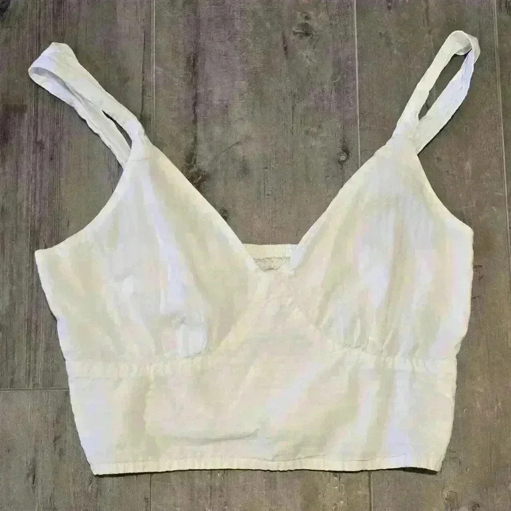 Abercrombie Womens White Pinstriped Cropped Top